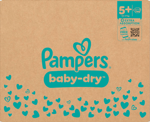 Windeln Baby Dry Gr.  5+ Junior Plus (12-17 kg) Monatsbox Pampers