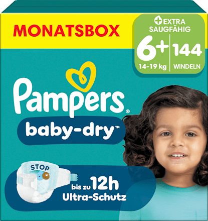 Windeln Gr. 6+ Extra Large (14-19 kg) Monatsbox Pampers baby-dry