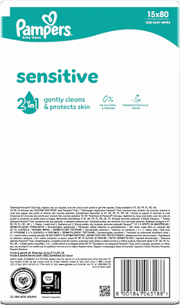 Feuchttücher sensitive (15x80 St), Vorteilspack Pampers