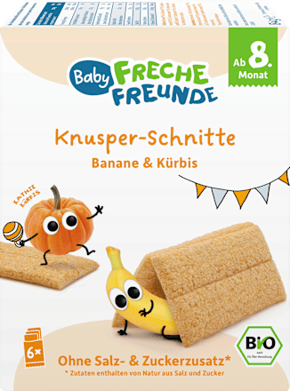 Babysnack Knusper-Schnitte Banane & Kürbis ab dem 8. Monat, 6x14g Freche Freunde