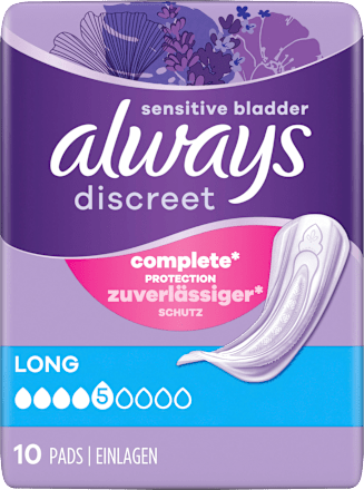 discreet Einlagen Inkontinenz Long Vorteilspack (8x10 St) always