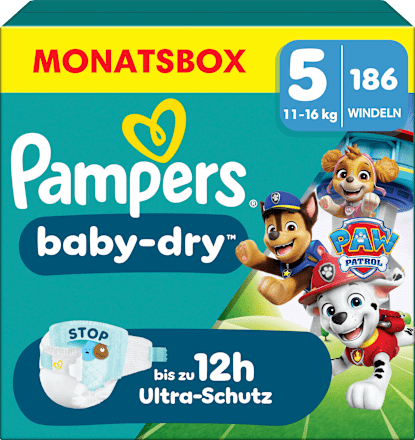 Windeln Baby Dry Gr.5 (11-16 kg) Limited Edition Paw Patrol, Monatsbox Pampers baby-dry