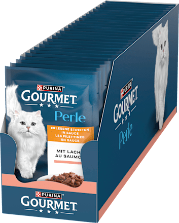Nassfutter Katze mit Lachs, Perle - erlesene Streifen in Sauce Purina Gourmet