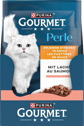 Nassfutter Katze mit Lachs, Perle - erlesene Streifen in Sauce Purina Gourmet