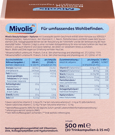 Beauty Kollagen + Hyaluron, Trinkampullen, 20 St Mivolis