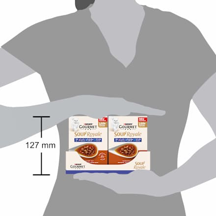 Nassfutter Katze mit Lachs & Kabeljau oder Scholle, Soup Royale, Multipack (6x45 g) Purina Gourmet