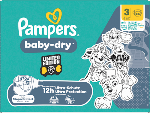 Windeln Baby Dry Gr.3 (6-10 kg) Paw Patrol, Monatsbox Pampers