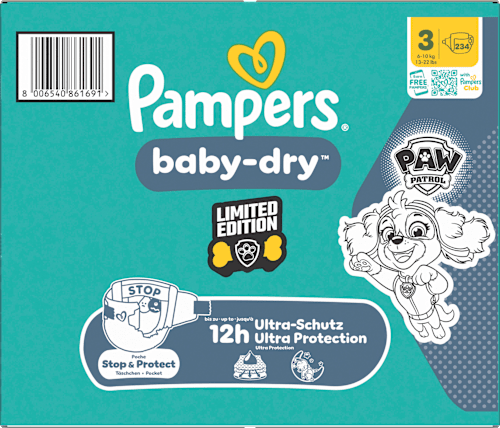 Windeln Baby Dry Gr.3 (6-10 kg) Paw Patrol, Monatsbox Pampers