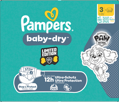 Windeln Baby Dry Gr.3 (6-10 kg) Paw Patrol, Monatsbox Pampers