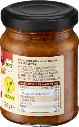 Pesto Rosso s olivovým olejom dmBio