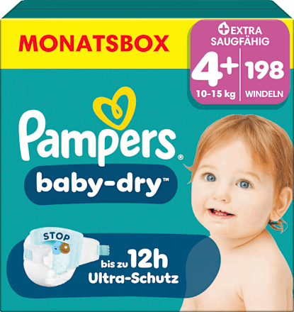 Windeln Baby Dry Gr. 4+ Maxi Plus (10-15 kg) Monatsbox Pampers baby-dry