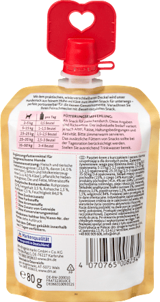 Hundeleckerli feine Pastetencreme reich an Huhn mit Käse, Exquisit Dein Bestes