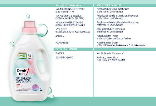 Fein-& Wollwaschmittel Lotion Ultra Sensitive Denkmit
