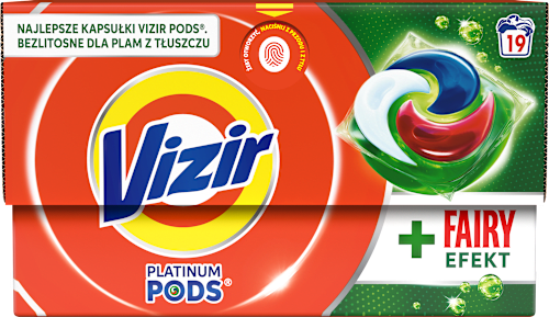 Kapsułki do prania Platinum Pods + Fairy Efekt VIZIR