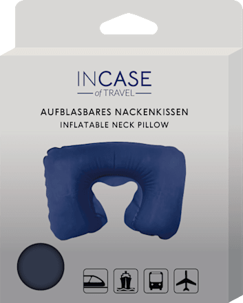 Надуваема възглавница за път, синя IN CASE of TRAVEL
