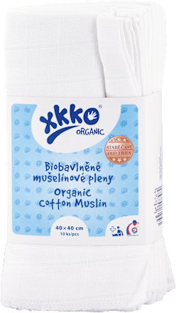 Plienky z biobavlny Organic 40x40 cm - Staré časy Biele xkko