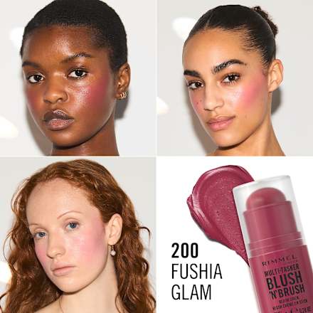 Róż w sztyfcie Multi-Tasker Blush’N’Brush 200 Fushia Glam RIMMEL LONDON