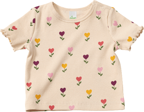 T-Shirt mit Tulpen-Muster & Ripp-Struktur, beige, Gr. 74 ALANA