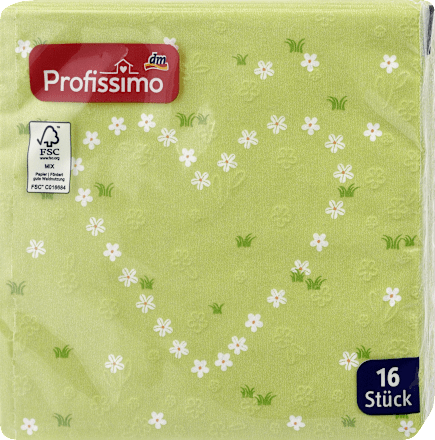 Papierové servítky Kvetinové srdce, 25 x 25 cm Profissimo