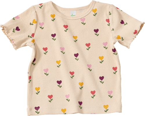 T-Shirt mit Tulpen-Muster & Ripp-Struktur, beige, Gr. 104 ALANA