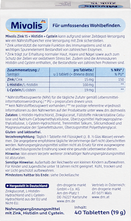 Prehransko dopolnilo s cinkom, histidinom in cisteinom, s podaljšanim sproščanjem Mivolis
