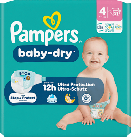 Windeln Baby-Dry Gr. 4 (9-14 kg) Pampers