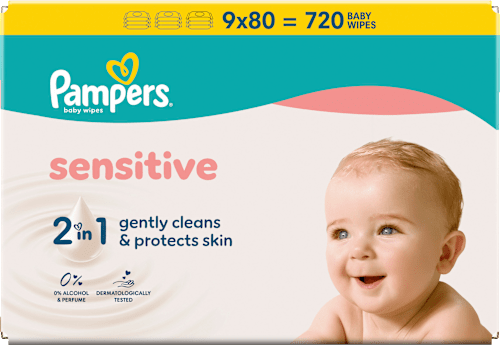 Feuchttücher Sensitive (9x80 Stk.) Pampers