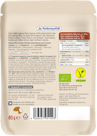 Bio veganski posip za testenine dmBio