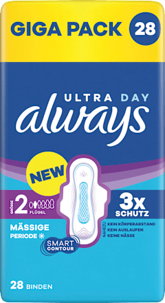 Binden Ultra Day 2 Long Mäßige Periode Giga Pack always