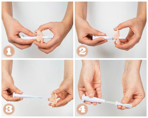 Periuță de dinți din silicon roz pentru bebeluși babysnugg