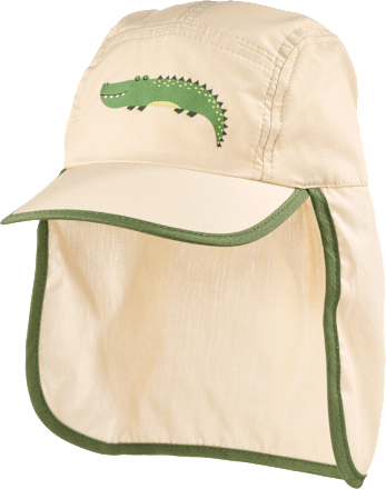 Schirmmütze mit Nackenschutz & Krokodil-Motiv, beige, Gr. 50/51 ALANA