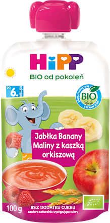 Mus Jabłka-Banany-Maliny z orkiszem BIO, po 6. miesiącu HiPP