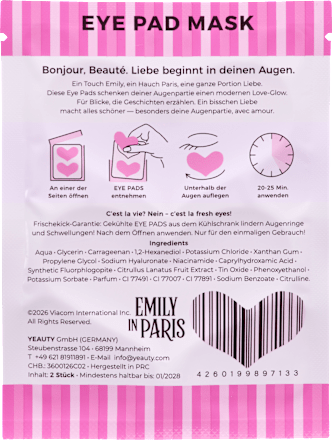 Augenpads Emily in Paris Hyaluronic Hearts (1 Paar) Yeauty