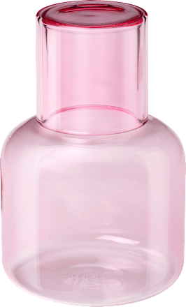 Karaffe aus Glas mit Deckel/Glas, rosa (1000 ml) dm home
