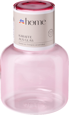 Karaffe aus Glas mit Deckel/Glas, rosa (1000 ml) dm home