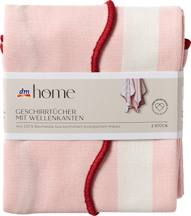 Geschirrtuch mit Wellenrand aus Baumwolle, gestreift/uni (50x60 cm) dm home
