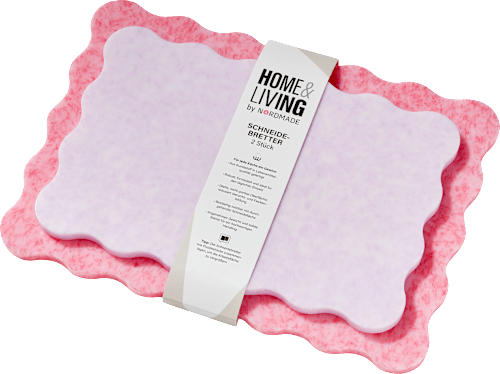 Schneidebrett-Set aus Kunststoff/HDPE, marmoriert rosa/lila Dekorieren & Einrichten