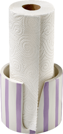 Küchenrollenhalter aus Steingut, gestreift weiß/lila (14,5x12,5 cm) Dekorieren & Einrichten