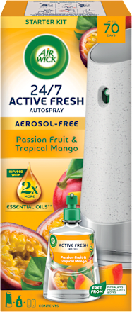 Active Fresh automatický difuzér a náplň na vodní bázi Maracuja a tropické mango AIR WICK