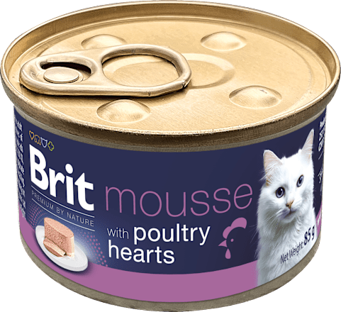 Krmivo pre mačky Premium By Nature care mousse kuracie srdcia Brit