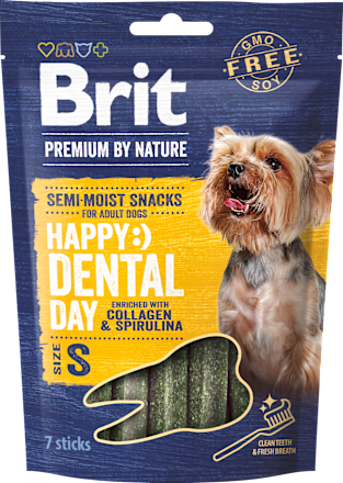 Dentálne tyčinky Premium By Nature Semi-Moist Snacks Happy Dental day veľkosť S Brit