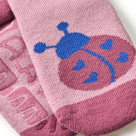 Stoppersocken mit Herz- & Marienkäfer-Motiv, rosa, Gr. 21/22 ALANA