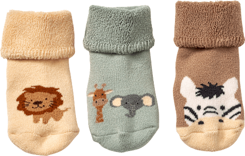 Erstlingssocken, beige + grün + braun, Gr. 15/16 ALANA