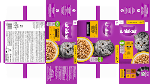 Nassfutter Katze Geflügel Auswahl in Sauce, Adult 1+ Multipack (24x85 g) Whiskas