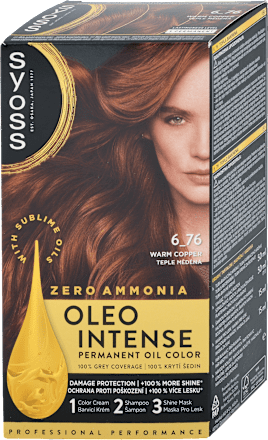 Tartós hajfesték, meleg rézvörös 6-76 Syoss Oleo Intense