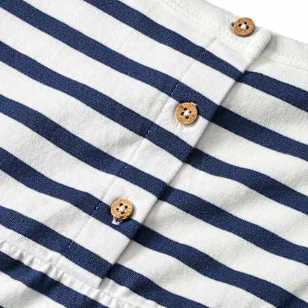 Kleid mit Streifen & Erdbeer-Taschen, blau + weiß, Gr. 116 ALANA