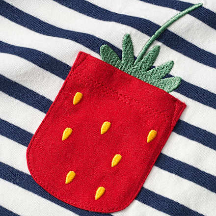 Kleid mit Streifen & Erdbeer-Taschen, blau + weiß, Gr. 116 ALANA