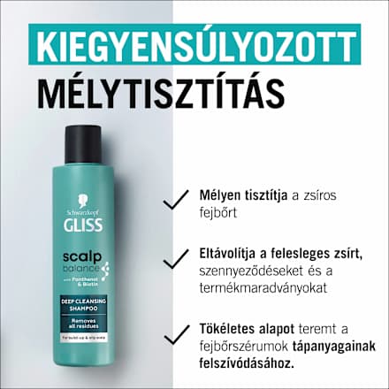 Mélytisztító sampon Scalp Balance, zsíros fejbőrre Schwarzkopf GLISS