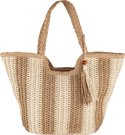 Strohtasche mit Quasten beige PURSET