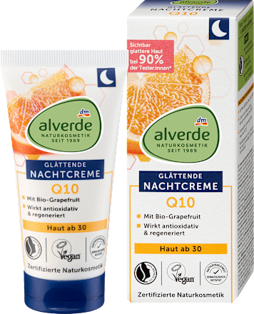 Noćna krema protiv bora s koencimom Q10 i grejpom alverde NATURKOSMETIK